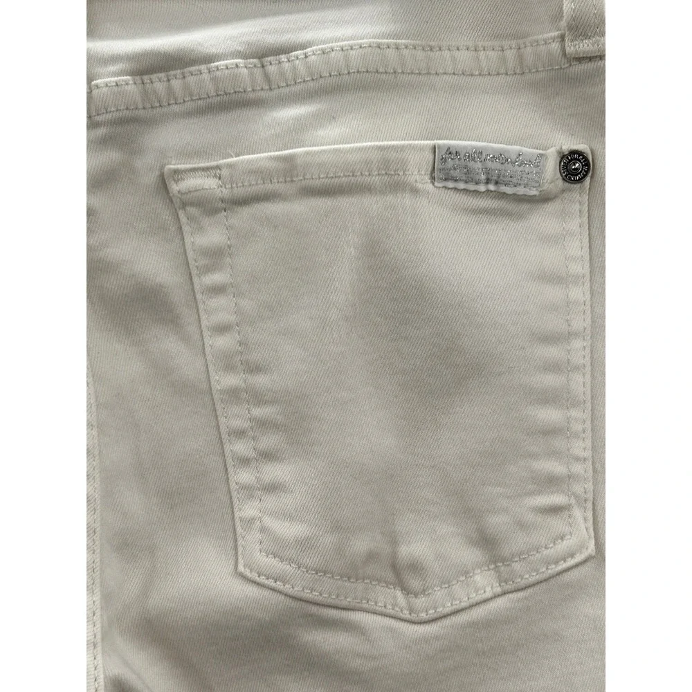 7 For All Mankind White Skinny Jeans Size 27 Stretch Designer Denim Low Rise